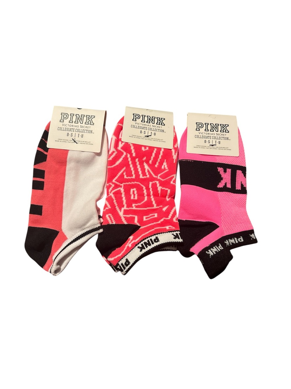 PINK Victoria's Secret Neon Pink & Coral Low-Cut Sock Trio